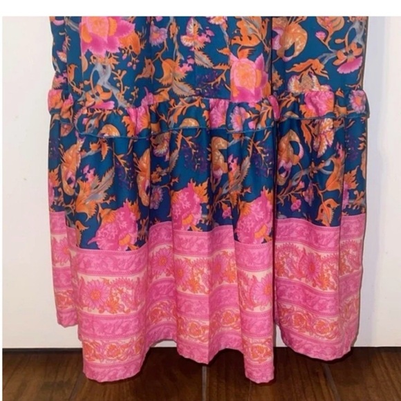 Anthropologie Blue and Pink Floral Maxi Dress - Picture 2 of 9